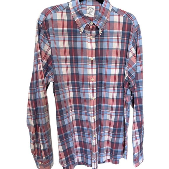 Brooks Brothers Other - Brooks Brothers Men Shirt Regent L Cotton Blue Red White Plaid Button Down LS
